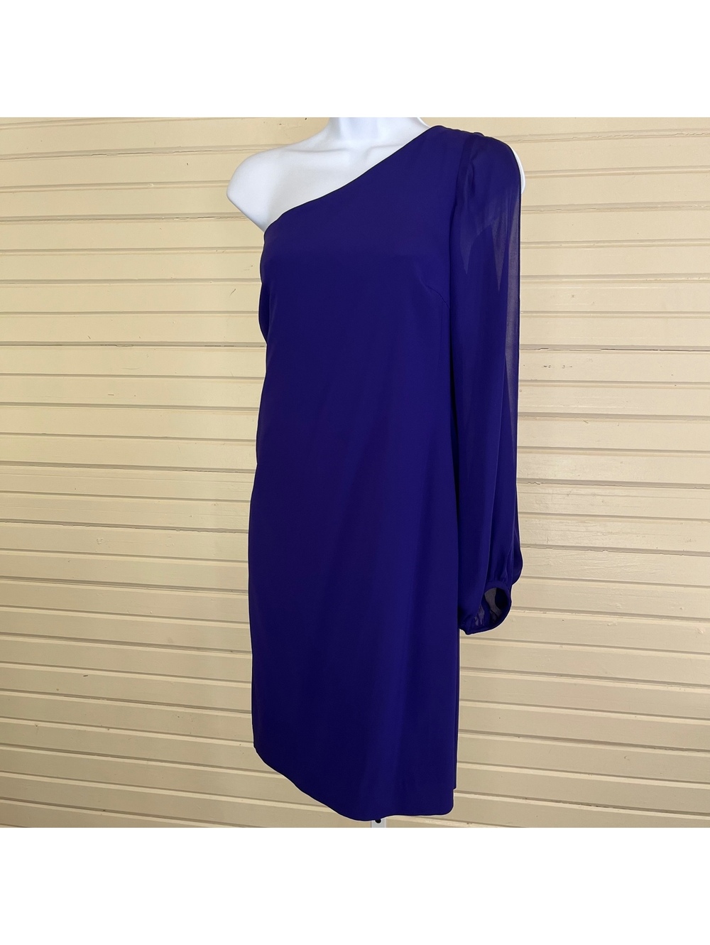 Nicole Miller Artelier Purple One Shoulder Chiffon Cocktail Dress Size 8